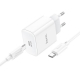 Мережевий зарядний пристрій HOCO C76A Pro Majestic single port PD30W charger set (Type-C to Type-C)(EU) White