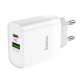 Мережевий зарядний пристрій HOCO C80A Rapido PD20W+QC3.0 charger(EU) White