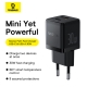 Мережевий зарядний пристрій з кабелем Baseus Palm Fast Charger C+U 30W EU Cluster Black (with Baseus Mini White Cable USB-C to U