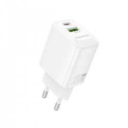 Мережевий зарядний пристрій BOROFONE BN27 Fuente PD20W+QC3.0 charger (EU) White