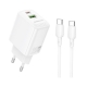 Мережевий зарядний пристрій з кабелем BOROFONE BN27 Fuente PD20W+QC3.0 charger set (C to C) (EU) White