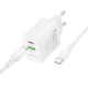 Мережевий зарядний пристрій з кабелем BOROFONE BN27 Fuente PD20W+QC3.0 charger set (C to C) (EU) White