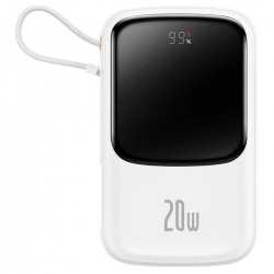 Зовнішній акумулятор Baseus Qpow Pro Digital Display Fast Charge Power Bank 10000mAh 20W iP Edition White（With: Simple charging
