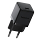 Мережевий зарядний пристрій Baseus Palm Fast Charger 1C 20W EU Cluster Black (with Baseus Mini White Cable USB-C to USB-C 60W (2