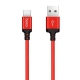 Кабель HOCO X14 USB to Type-C 3A, 1m, nylon, aluminum connectors, Black-Red