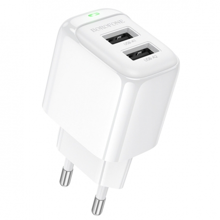 Мережевий зарядний пристрій BOROFONE BAS41A Potential dual-port charger White