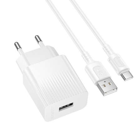 Мережевий зарядний пристрій з кабелем BOROFONE BAS71A Source single-port charger set(Type-C) White