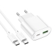 Мережевий зарядний пристрій з кабелем HOCO C109A(PD20W+QC3.0) Fighter PD20W+QC3.0 charger set(C to C) White