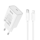 Мережевий зарядний пристрій HOCO C143A Benefit single port PD20W charger set(C to iP) White
