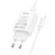 Мережевий зарядний пристрій HOCO C143A Benefit single port PD20W charger set(C to iP) White