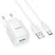 Мережевий зарядний пристрій з кабелем HOCO C145A Charm single port QC3.0 charger set(Type-C) White