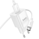 Мережевий зарядний пристрій з кабелем HOCO C145A Charm single port QC3.0 charger set(Type-C) White