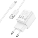Мережевий зарядний пристрій з кабелем HOCO C145A Charm single port QC3.0 charger set(Type-C) White