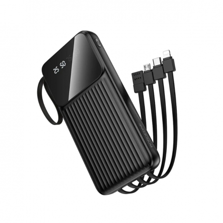 Зовнішній акумулятор BOROFONE BJ76 Smart power bank with 4 cables(10000mAh) Black