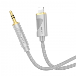 Аудіокабель HOCO UPA30 iP to 3.5mm male, nylon braid, 1m, Gray