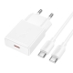 Мережевий зарядний пристрій з кабелем HOCO N72 Speed single-port PD20W ultra-thin charger set(C to C)(EU)