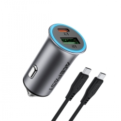 Автомобільний зарядний пристрій ACEFAST B16 95W (USB-A+USB-C) dual port metal car charger set (P5) Metal Gray
