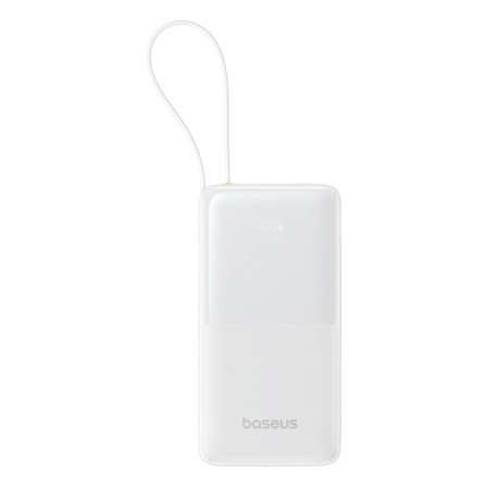 Зовнішній акумулятор Baseus Bipow 2 Digital Display Power Bank With Built-in USB-C Cable 20000mah 20W Moon White