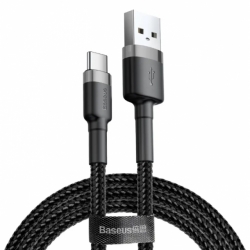 Кабель USB Type-C Baseus Сafule Cable USB For Type-C 2A 2M Gray+Black (CATKLF-CG1)