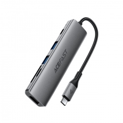 USB-хаб ACEFAST J18 USB-C 6-in-1 HUB docking station Metal Gray