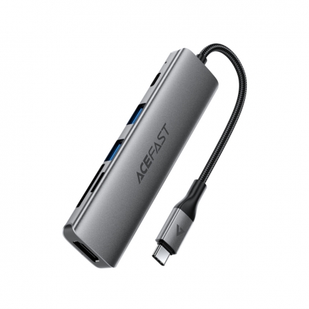 USB-хаб ACEFAST J18 USB-C 6-in-1 HUB docking station Metal Gray