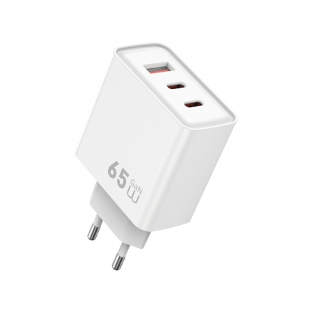 Мережевий зарядний пристрій WIWU 65W Essen GaN Fast Charger 1A+2C Wi-G005 EU White