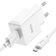 Мережевий зарядний пристрій з кабелем HOCO C106A Leisure single port charger set(Micro) 10.5W White