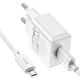 Мережевий зарядний пристрій з кабелем HOCO C106A Leisure single port charger set(Micro) 10.5W White