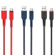 Кабель HOCO X59 USB to Type-C 3A, 1m, nylon, TPE connectors, Blue