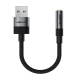 Аудіокабель ACEFAST J13 USB-A to 3.5mm female, nylon braid, 0.15m, Black