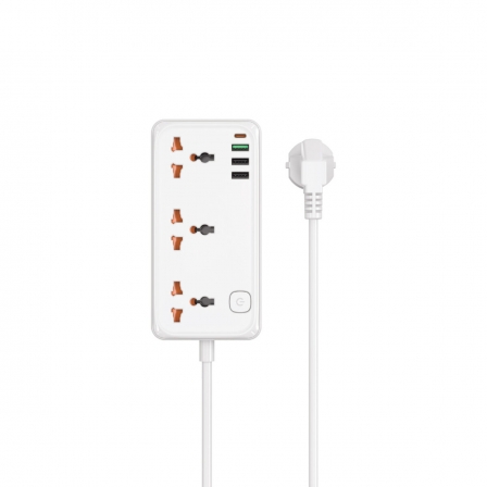 Мережевий подовжувач WIWU 30W Cube Multiple Function GaN Power Strip 1C3A+3 sockets Wi-S005 EU White