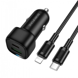 Автомобільний зарядний пристрій BOROFONE BZ34B Cloud PD38W(1C1A) car charger set(C to iP) Black