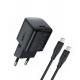 Мережевий зарядний пристрій з кабелем ACEFAST A117 PD20W mini GaN fast charger set(P16),black  Black