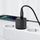 Мережевий зарядний пристрій з кабелем ACEFAST A117 PD20W mini GaN fast charger set(P16),black  Black