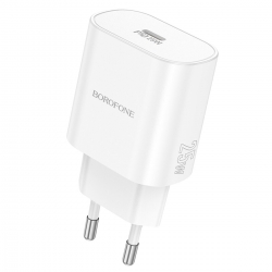 Мережевий зарядний пристрій BOROFONE BA82A Platinum single port PD25W charger(EU) White