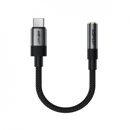 Аудіокабель ACEFAST J12 Type-C to 3.5mm female, nylon braid, 0,15m, Black
