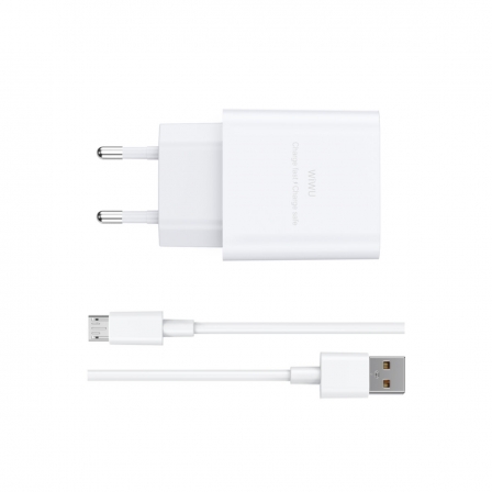 Мережевий зарядний пристрій з кабелем WIWU 2.4A Essen GaN Fast Charger Combo with A-M cable Wi-G023 A-M EU White