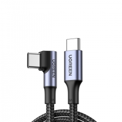 Кабель UGREEN US334 USB-C to USB-C PD Fast Charging 90 Degree Cable 5A Max Black 2m