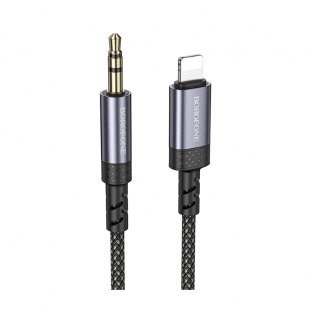 Аудіокабель BOROFONE BL24 iP to 3.5mm male, nylon braid, 1m, Metal Grey