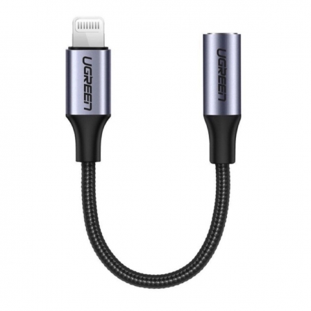 Перехідник UGREEN US211 Lightning M/F Round Cable Aluminum Shell with Braided 10cm (Black)(UGR-30756)