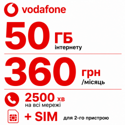 Стартовий пакет Vodafone Business Connect — 50 ГБ, 2500 хвилин та додаткова SIM-карта