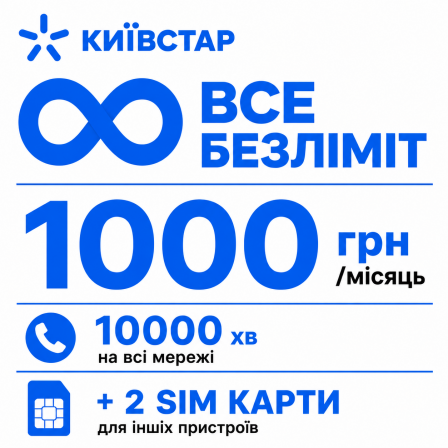 Стартовий пакет Київстар «На зв'язку Безлім+» — повний безліміт та 10000 хвилин