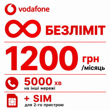 Стартовий пакет Vodafone Business ULTRA VIP — безлімітний інтернет та 5000 хвилин