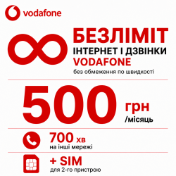 Стартовий пакет Vodafone Business Unlim Plus — справжній безлімітний інтернет та додаткова SIM-карта