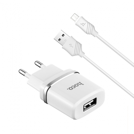 

Комплект зарядного устройства HOCO C12 2A Micro USB White, Белый