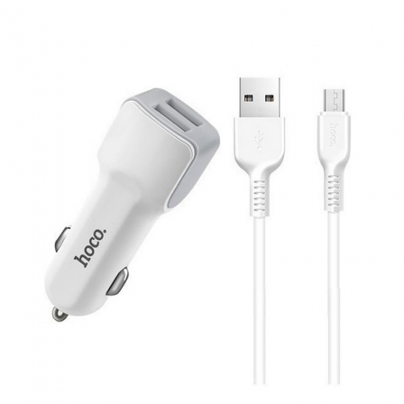 

Автомобильное зарядное устройство HOCO комплект Z23 micro-USB White, Белый