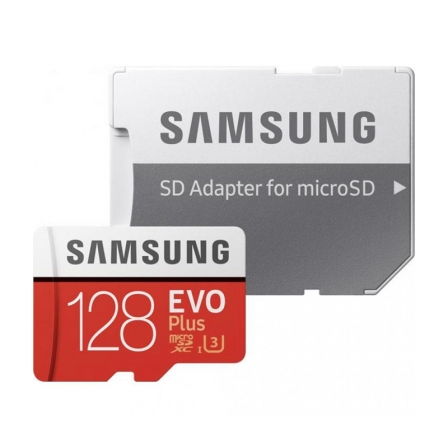 

Карта памяти Samsung 128 GB microSDXC Class 10 UHS-I U3 EVO Plus 2020 + SD Adapter MB-MC128HA, Черный