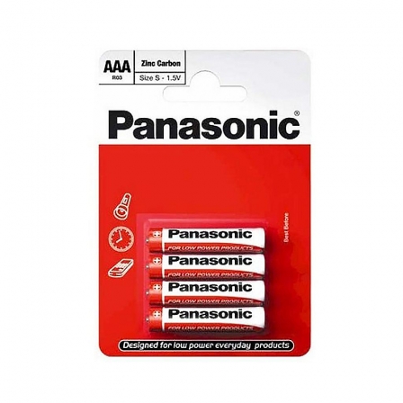 Батарейки Panasonic Red Zink угольно-цинковые AAA (R3) блистер, 4 шт. R03REL/4BP