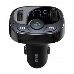 АЗУ с FM-трансмиттером Baseus T typed Bluetooth MP3 charger with car holder (Standard edition) Black
