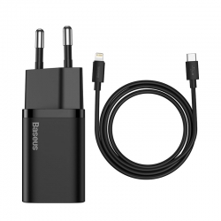 СЗУ Baseus Super Si Quick Charger 1C 20W With Simple Wisdom Data Cable Type-C to iP 1m Black (TZCCSUP-B01)